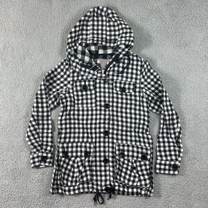 Joyrich Gingham Utility Jacket Women's S Black White Hooded Field NWT